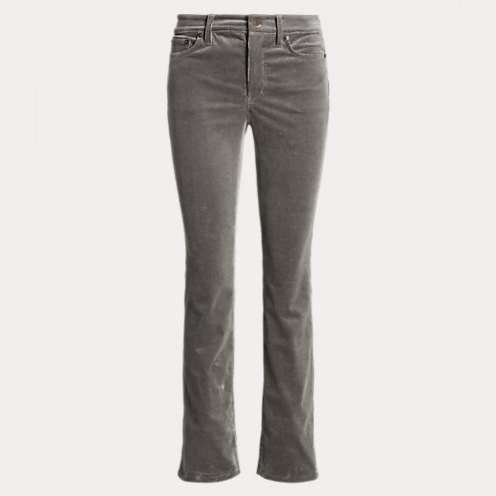 NWT Ralph Lauren Women’s Mid Rise Corduroy Straight Fit Grey Jeans Pants 14 - Picture 14 of 14